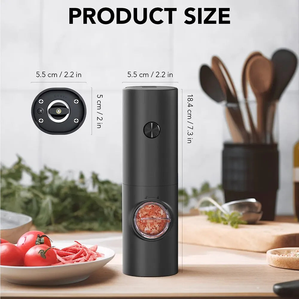Sleek Electric Salt and Pepper Grinder Set - Effortless Seasoning at Your Fingertips